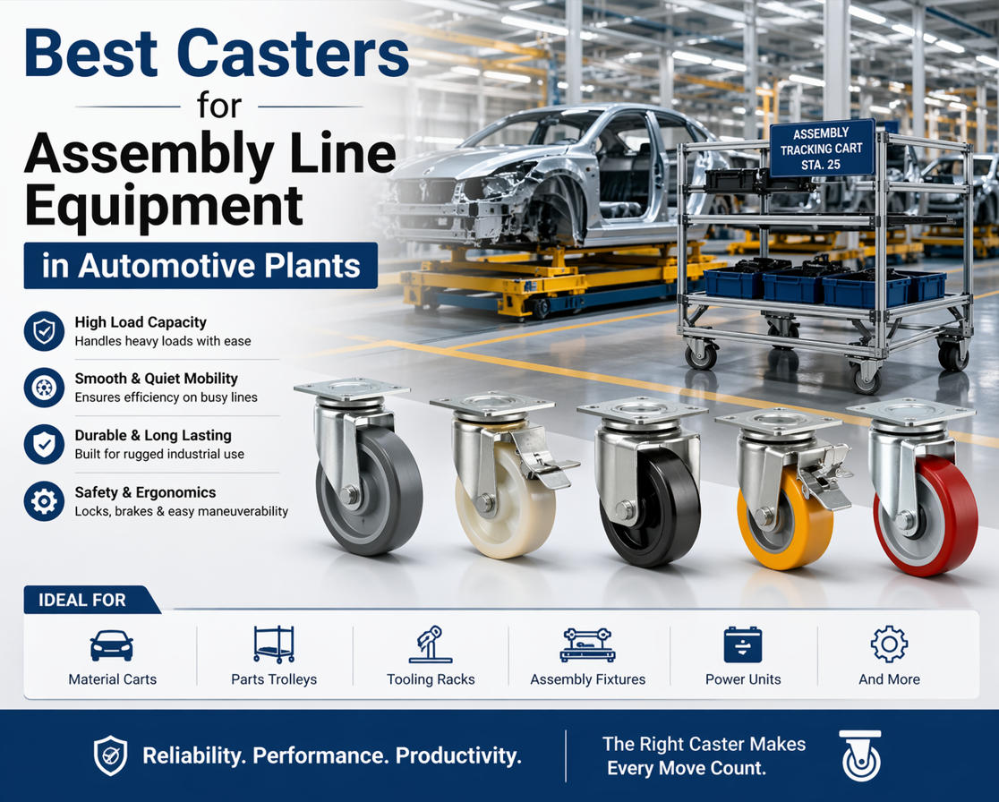 Best Casters for Assembly Line Equipment in Automotive Plants
